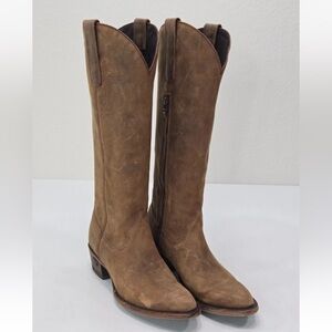 Lane Boots Plain Jane Brown Leather Western Tall Cowboy Size 9.5 Womens